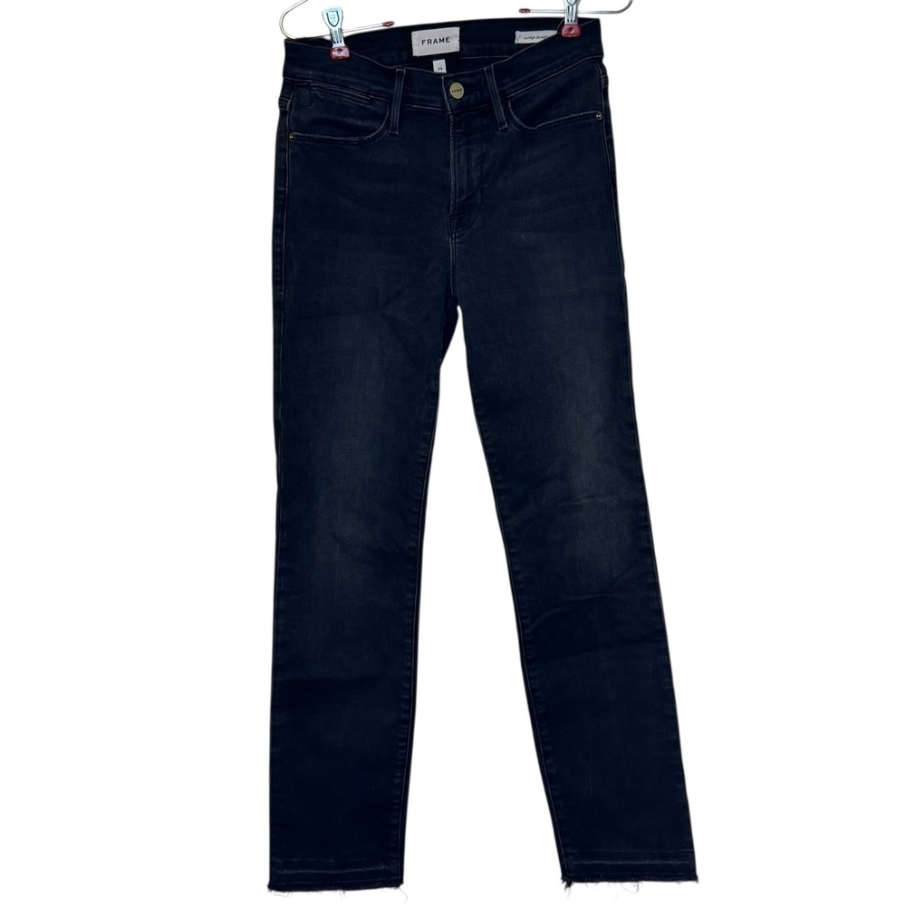 Frame‎ Women's Jeans Le High-Rise Straight Skinny Fit Stretchy Denim Black Sz.26